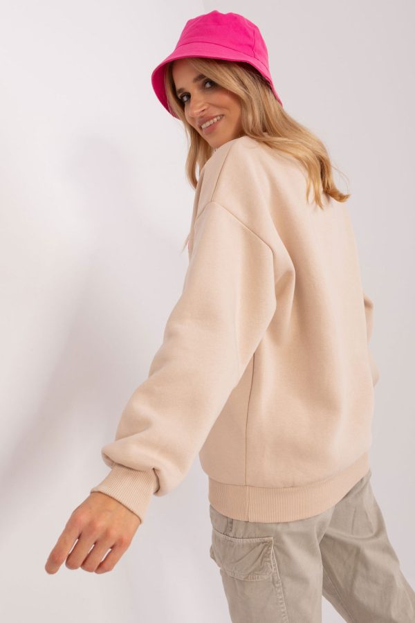 Beige Sweatshirt in Sweatshirts For Women with Cotton and Polyester