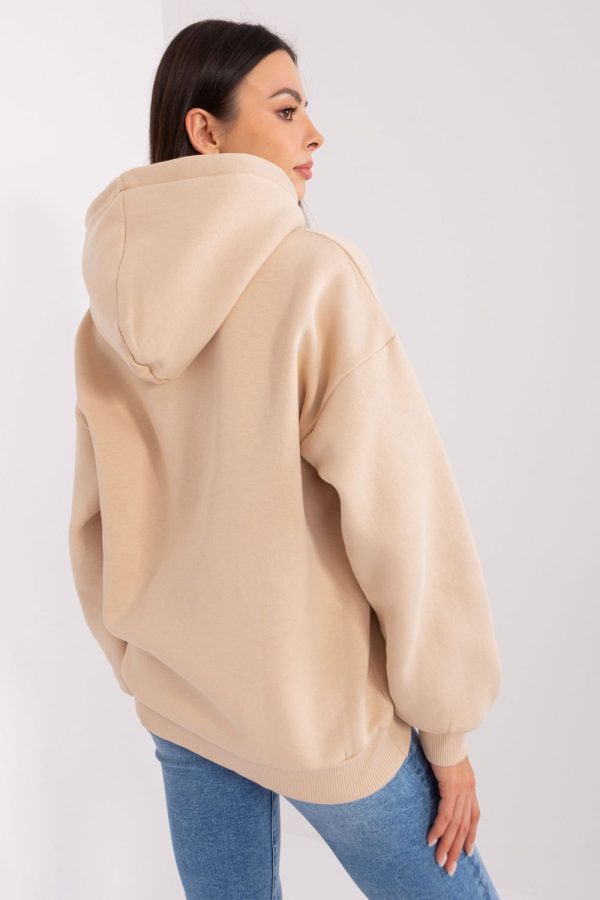 Beige Sweatshirt in Sweatshirts For Women with Cotton and Polyester