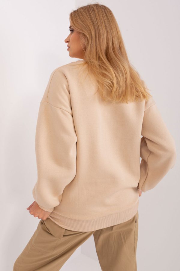 Beige Sweatshirt in Sweatshirts For Women with Cotton and Polyester