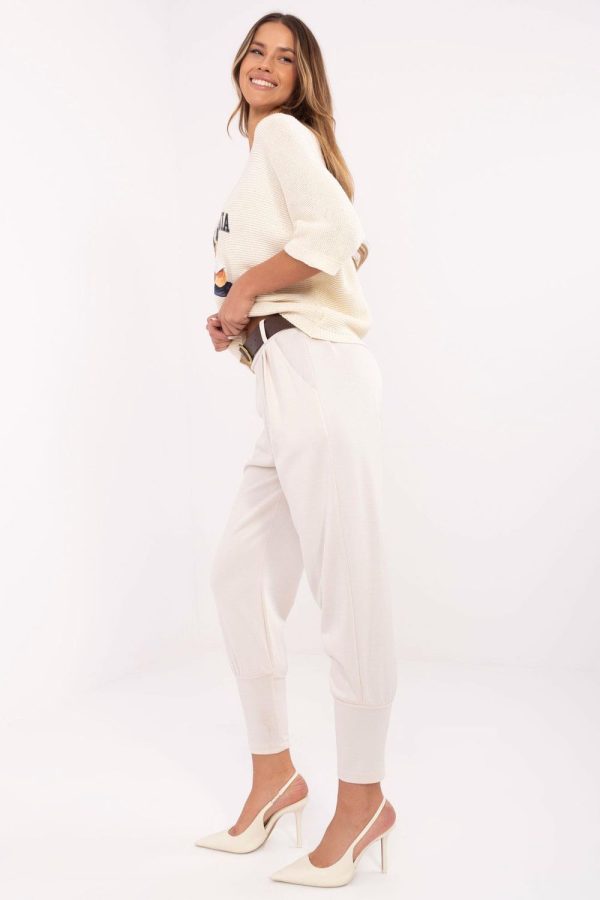 Beige Tracksuit Trousers in Pants, Trousers, Shorts with Spandex, Polyester and Viscose