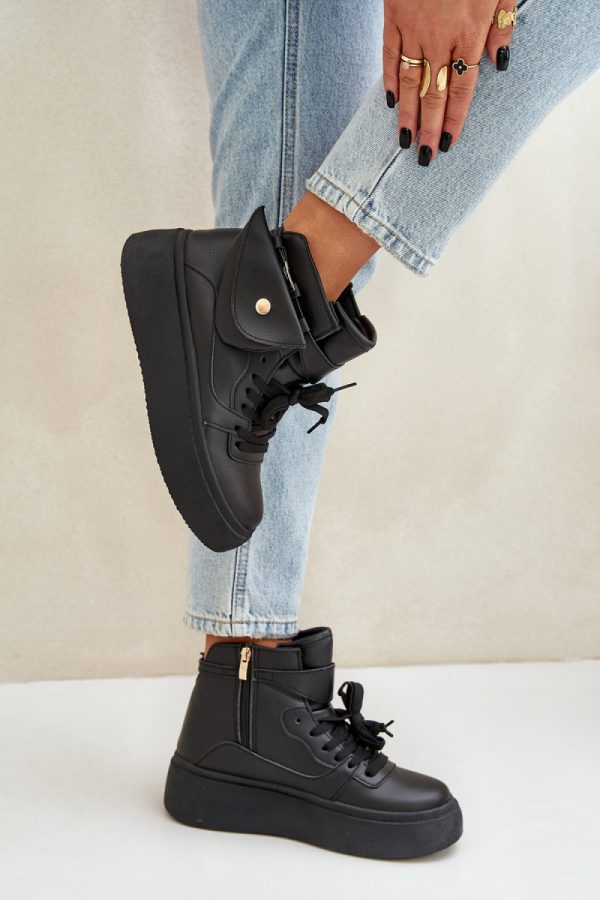 Black Sport Shoes in Women`s Athletic Shoes, Trainers, Sneakers with Fabric, Footbed, Upper Height and Platform Height