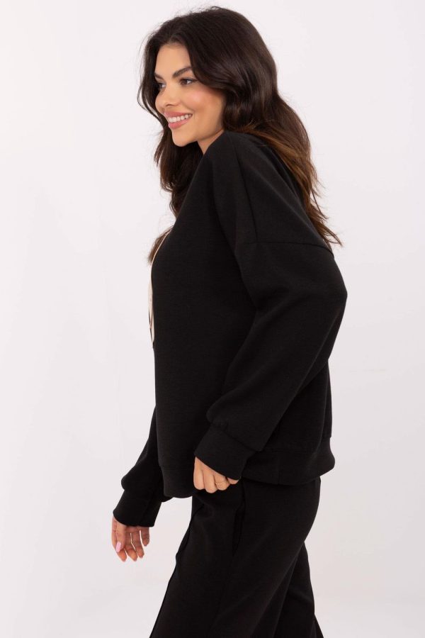 Black Sweatshirt in Sweatshirts For Women with Spandex, Polyester and Viscose