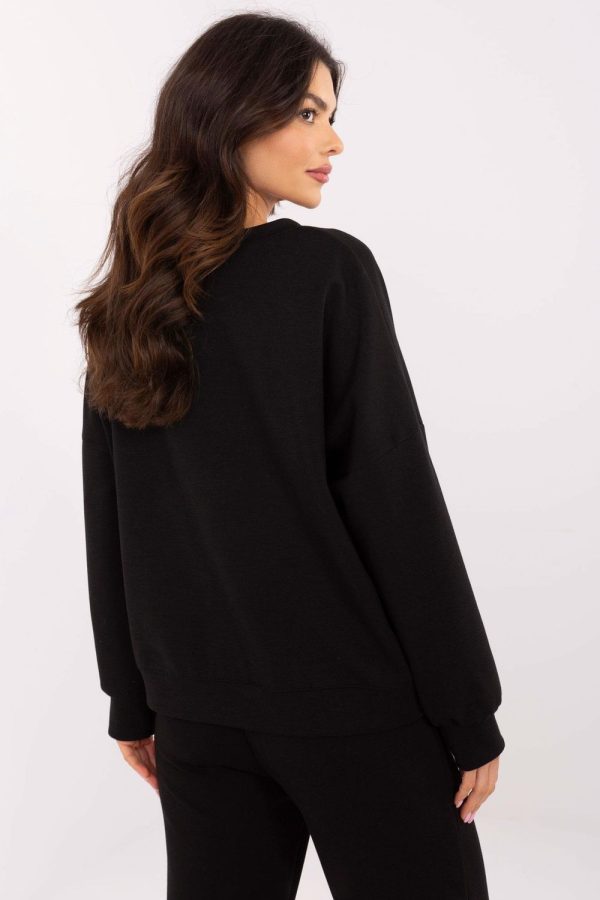 Black Sweatshirt in Sweatshirts For Women with Spandex, Polyester and Viscose