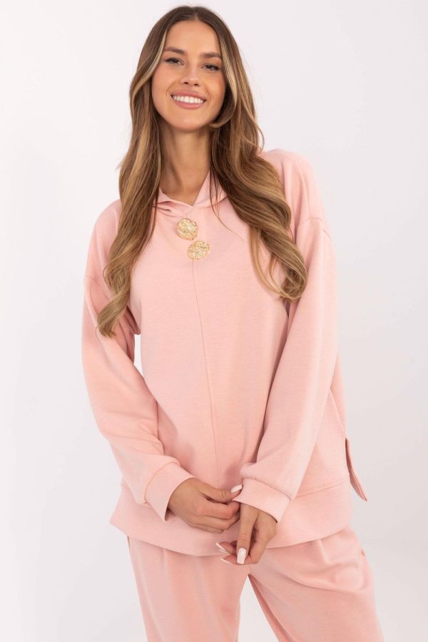 Pink Sweatshirt in Sweatshirts For Women with Spandex, Polyester and Viscose