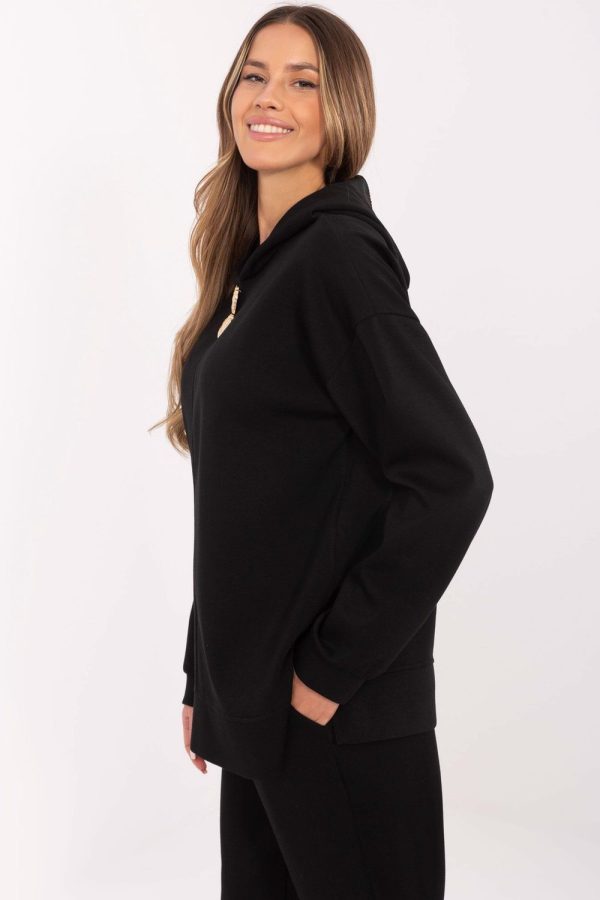 Black Sweatshirt in Sweatshirts For Women with Spandex, Polyester and Viscose
