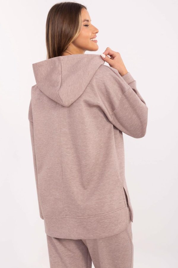 Beige Sweatshirt in Sweatshirts For Women with Spandex, Polyester and Viscose