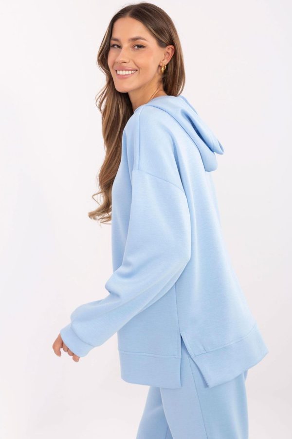 Blue Sweatshirt in Sweatshirts For Women with Spandex, Polyester and Viscose