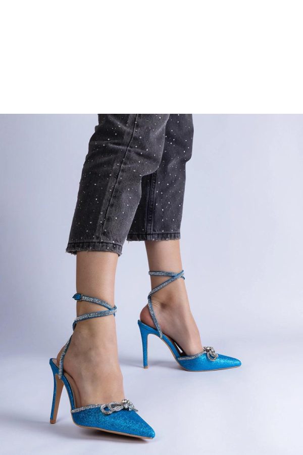 Blue High Heel Pumps...Fabric and Heel Height