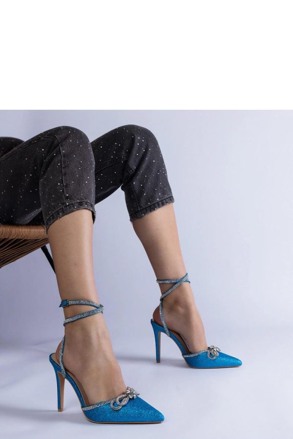 Blue High Heel Pumps...Fabric and Heel Height