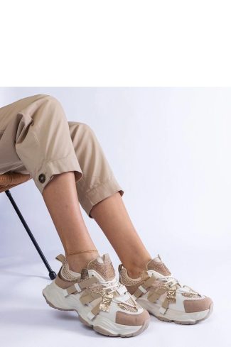 Beige Sport Shoes in Women`s Athletic Shoes, Trainers, Sneakers with Fabric and Heel Height
