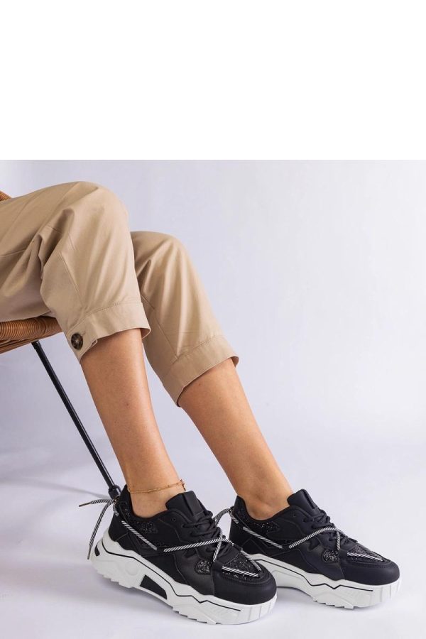 Black Sport Shoes in Women`s Athletic Shoes, Trainers, Sneakers with Fabric and Heel Height