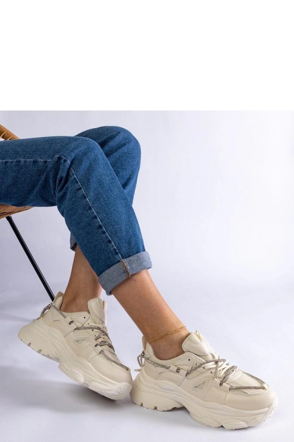 Beige Sport Shoes in Women`s Athletic Shoes, Trainers, Sneakers with Heel Height