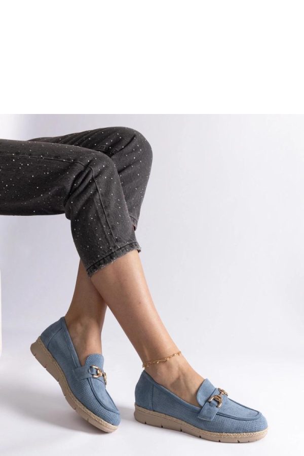 Blue Mocassin.Fabric and Heel Height