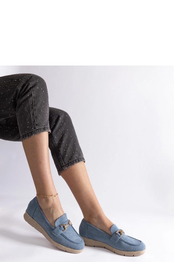Blue Mocassin.Fabric and Heel Height