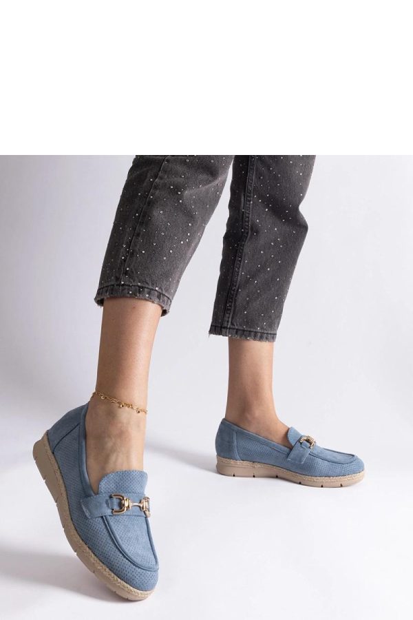 Blue Mocassin.Fabric and Heel Height