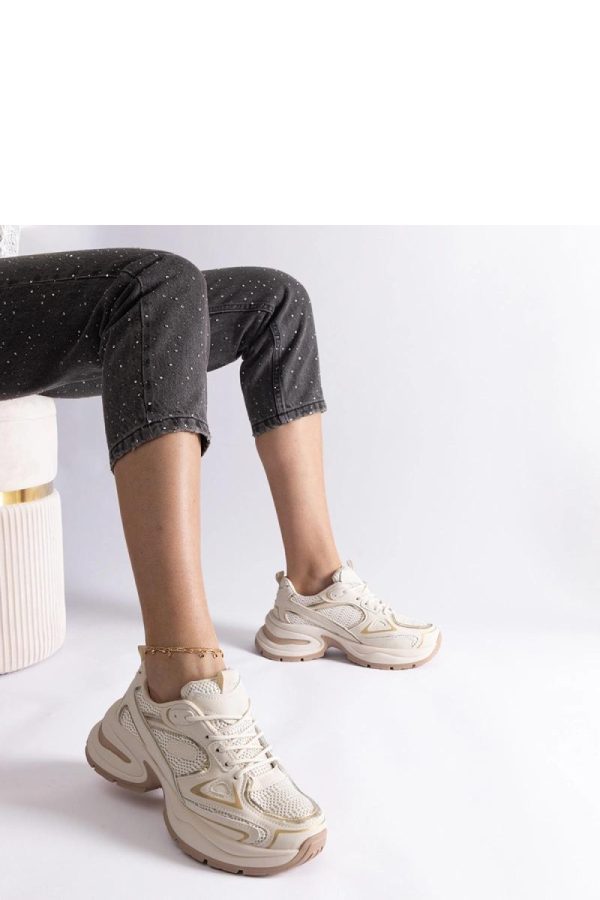 Beige Sport Shoes in Women`s Athletic Shoes, Trainers, Sneakers with Heel Height