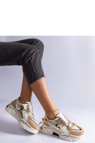 Beige Sport Shoes in Women`s Athletic Shoes, Trainers, Sneakers with Fabric and Heel Height