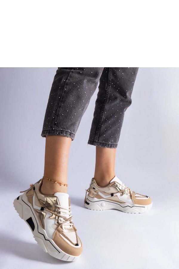 Beige Sport Shoes in Women`s Athletic Shoes, Trainers, Sneakers with Fabric and Heel Height