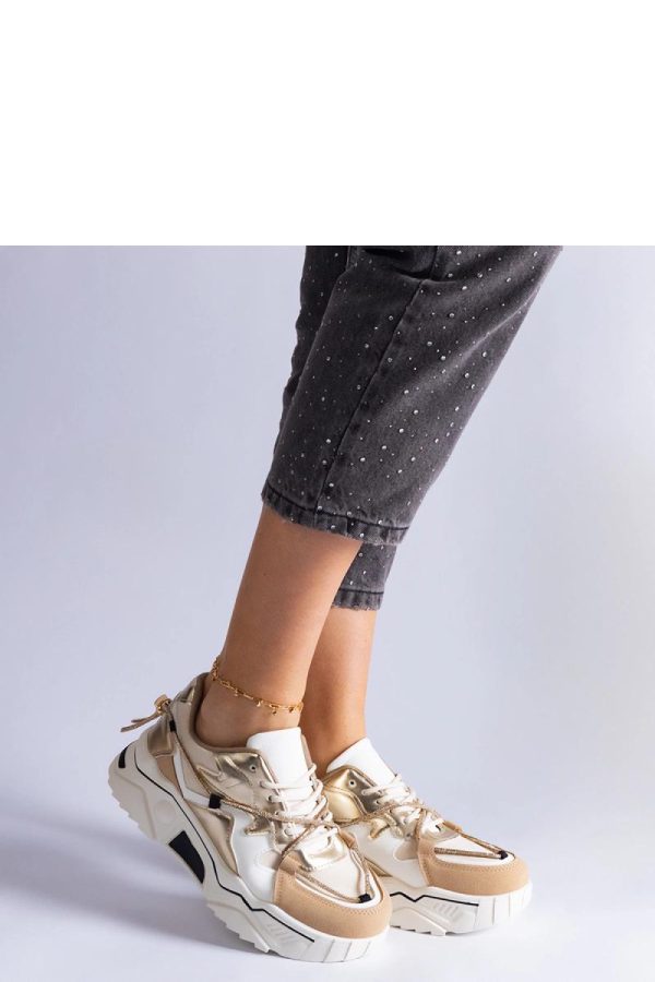 Beige Sport Shoes in Women`s Athletic Shoes, Trainers, Sneakers with Fabric and Heel Height