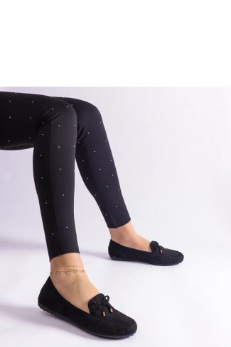 1060036 Black Mocassin in Moccasins, Loafers with Fabric and Heel Height
