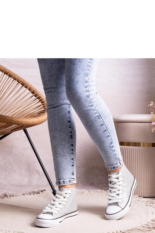 Grey Sneakers in Women`s Athletic Shoes, Trainers, Sneakers with Fabric and Heel Height
