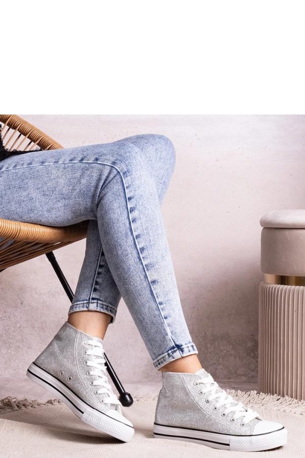 Grey Sneakers in Women`s Athletic Shoes, Trainers, Sneakers with Fabric and Heel Height