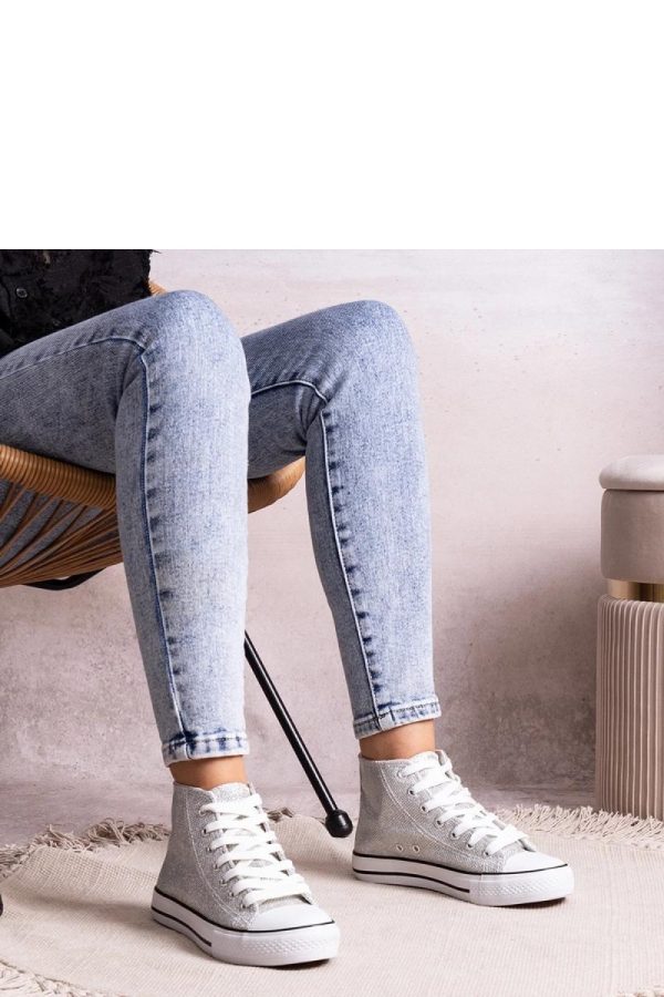 Grey Sneakers in Women`s Athletic Shoes, Trainers, Sneakers with Fabric and Heel Height