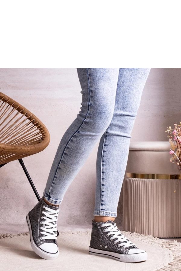 Black Sneakers in Women`s Athletic Shoes, Trainers, Sneakers with Fabric and Heel Height