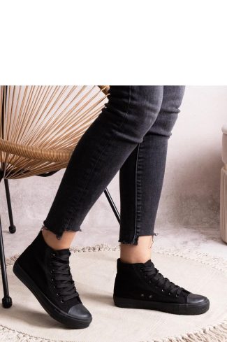 1060117 Black Sneakers in Women`s Athletic Shoes, Trainers, Sneakers with Fabric and Heel Height