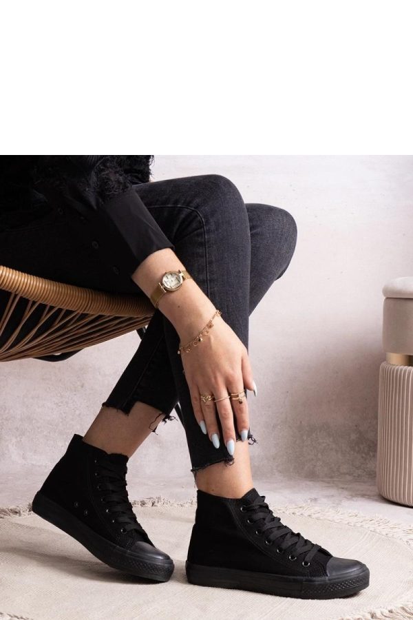 Black Sneakers in Women`s Athletic Shoes, Trainers, Sneakers with Fabric and Heel Height