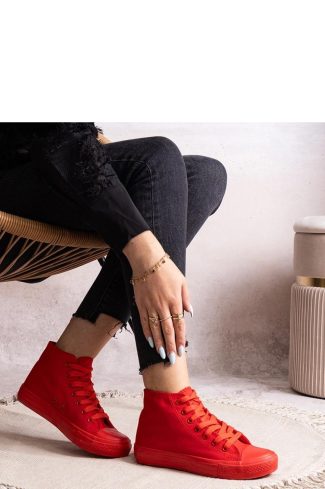 1060121 Red Sneakers in Women`s Athletic Shoes, Trainers, Sneakers with Fabric and Heel Height