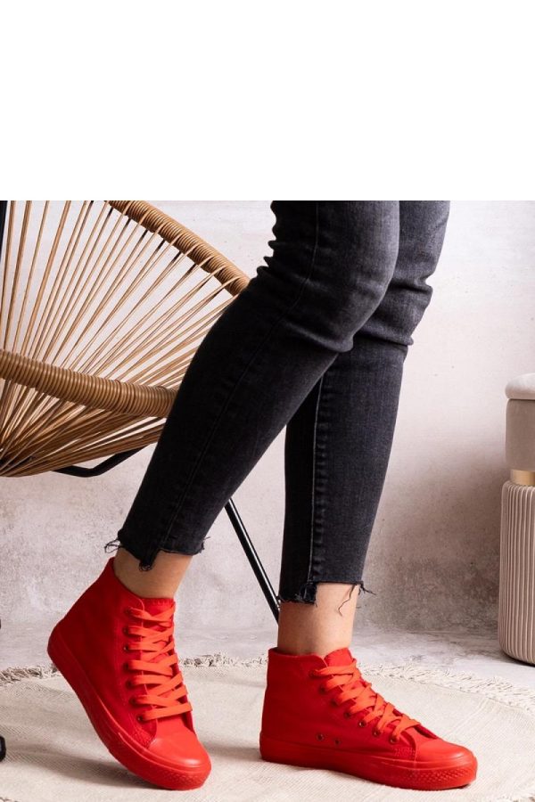 Red Sneakers in Women`s Athletic Shoes, Trainers, Sneakers with Fabric and Heel Height