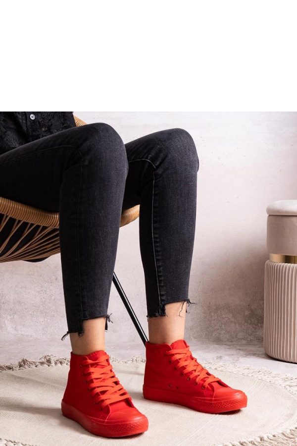 Red Sneakers in Women`s Athletic Shoes, Trainers, Sneakers with Fabric and Heel Height