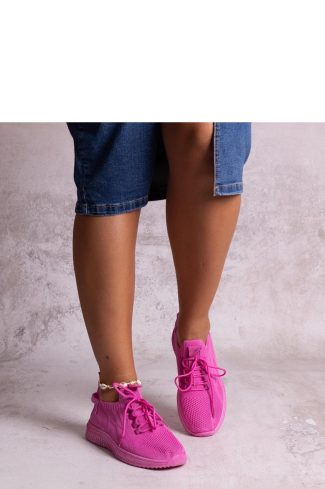 Pink Sport Shoes in Women`s Athletic Shoes, Trainers, Sneakers with Fabric and Heel Height