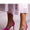 1060171 Pink High Heel Pumps..Fabric and Heel Height