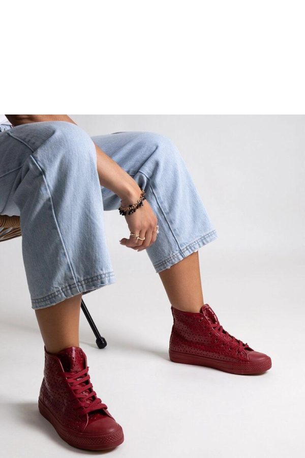 Red Sneakers in Women`s Athletic Shoes, Trainers, Sneakers with Fabric and Heel Height