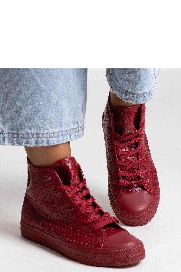 Red Sneakers in Women`s Athletic Shoes, Trainers, Sneakers with Fabric and Heel Height
