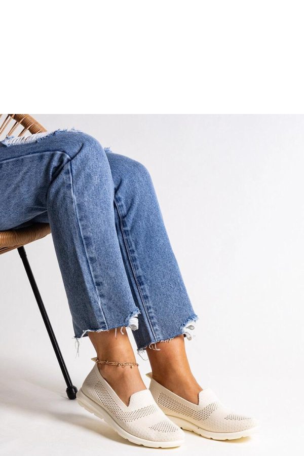 Beige Sneakers in Women`s Athletic Shoes, Trainers, Sneakers with Fabric and Heel Height