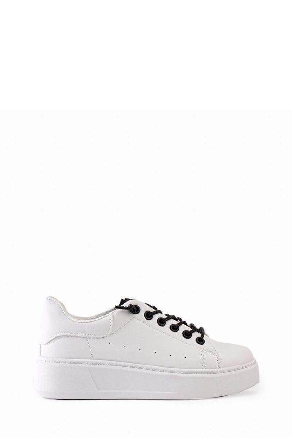 White Sport Shoes in Women`s Athletic Shoes, Trainers, Sneakers with Fabric and Heel Height