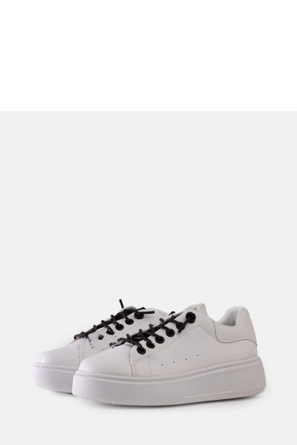 White Sport Shoes in Women`s Athletic Shoes, Trainers, Sneakers with Fabric and Heel Height