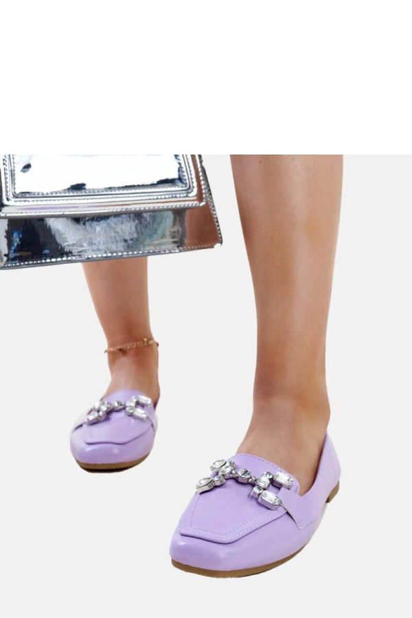 Violet Mocassin in Moccasins, Loafers with Fabric and Heel Height