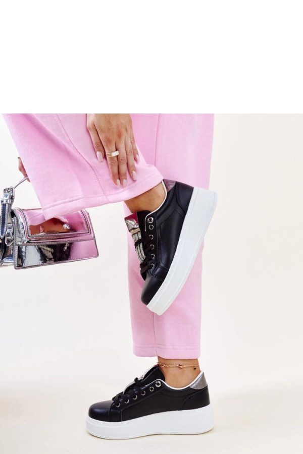 Black Sport Shoes in Women`s Athletic Shoes, Trainers, Sneakers with Fabric and Heel Height