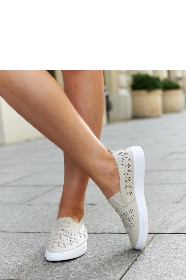 Beige Sneakers in Women`s Athletic Shoes, Trainers, Sneakers with Fabric and Heel Height