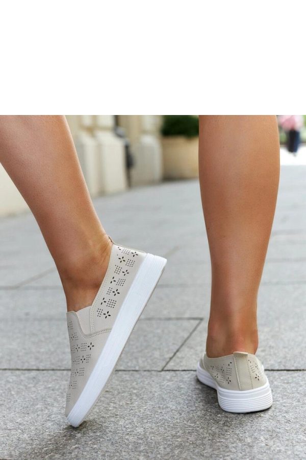 Beige Sneakers in Women`s Athletic Shoes, Trainers, Sneakers with Fabric and Heel Height