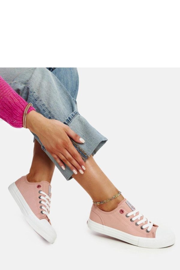 Pink Sneakers in Women`s Athletic Shoes, Trainers, Sneakers with Fabric and Heel Height