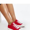 Red Sneakers in Women`s Athletic Shoes, Trainers, Sneakers with Fabric and Heel Height