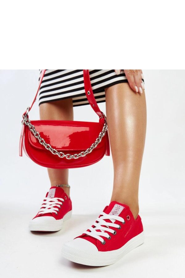 Red Sneakers in Women`s Athletic Shoes, Trainers, Sneakers with Fabric and Heel Height