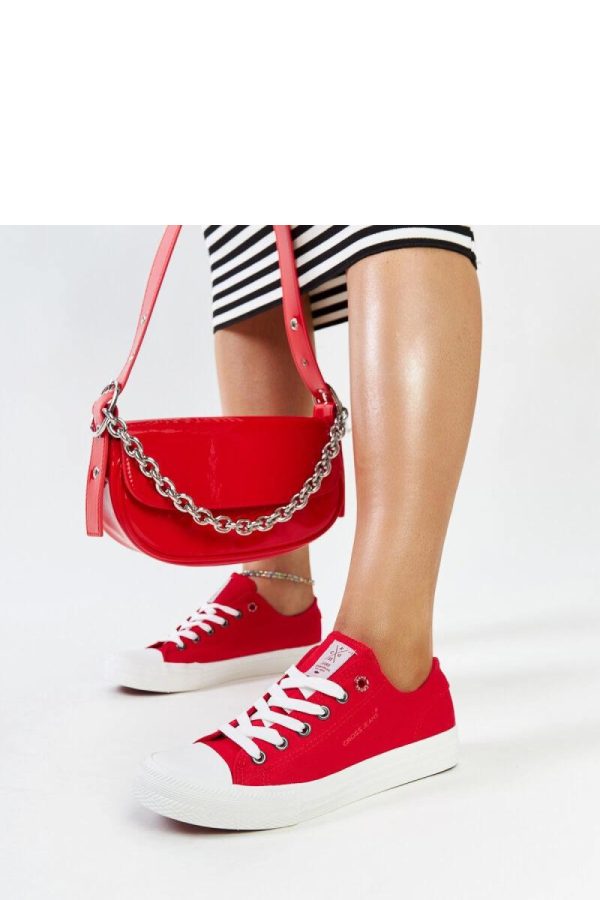 Red Sneakers in Women`s Athletic Shoes, Trainers, Sneakers with Fabric and Heel Height