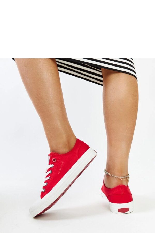 Red Sneakers in Women`s Athletic Shoes, Trainers, Sneakers with Fabric and Heel Height