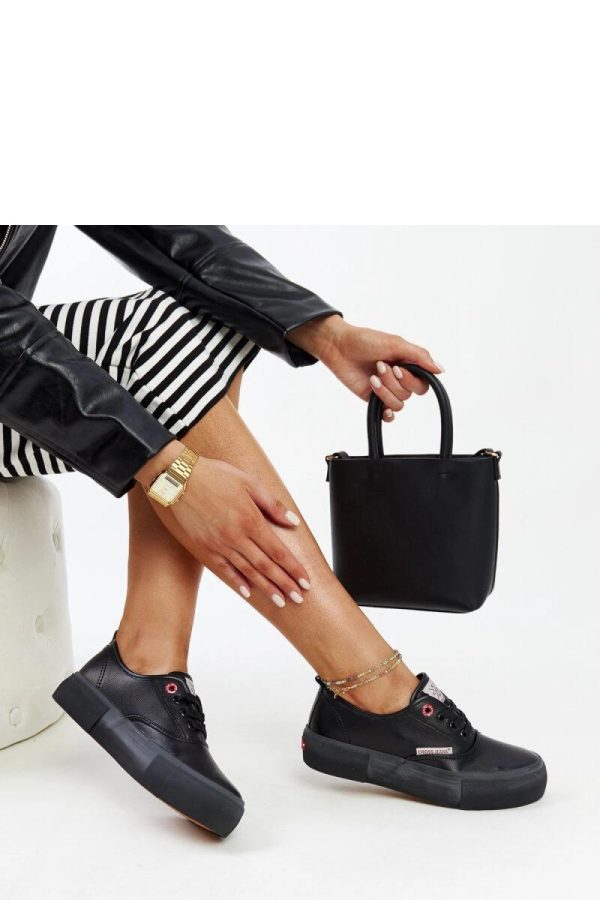 Black Sneakers in Women`s Athletic Shoes, Trainers, Sneakers with Fabric and Heel Height